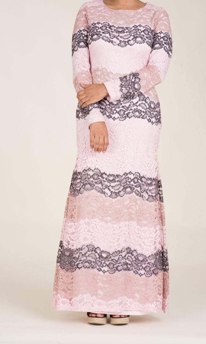 Blush Multicolor Lace Dress - Petite Kabayare