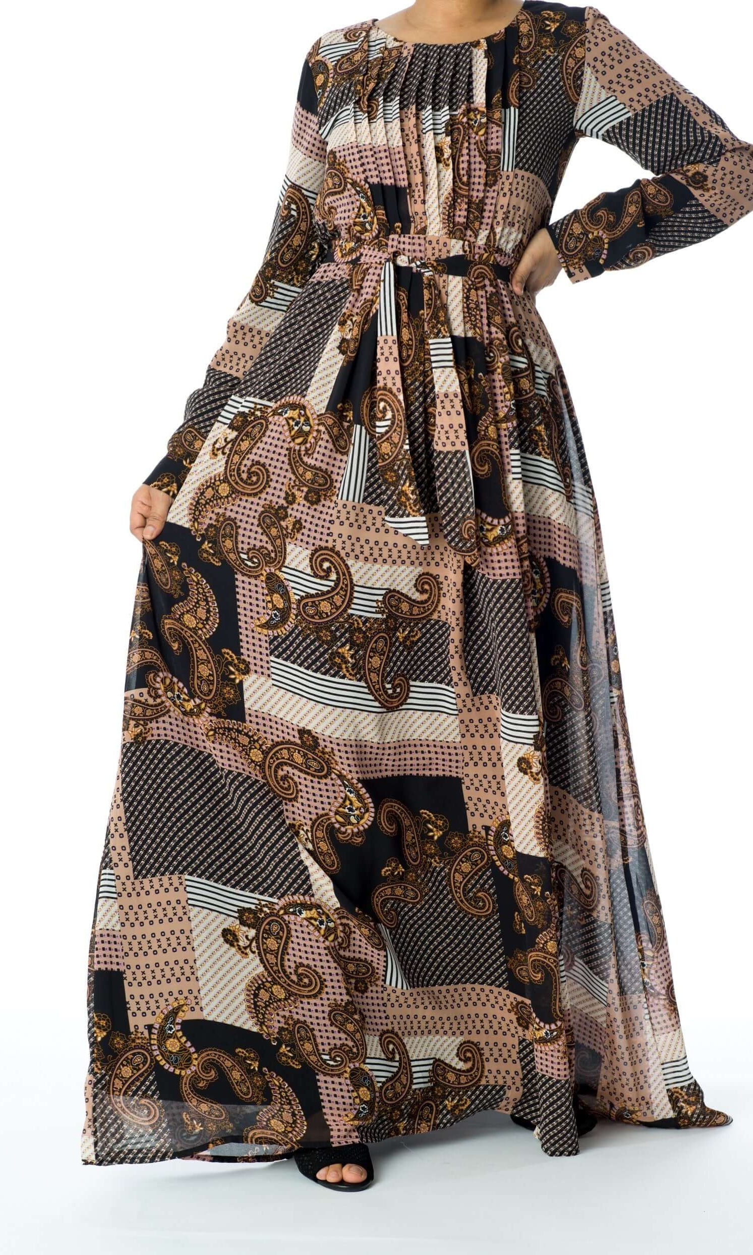 Blush Paisley and dots maxi dress Kabayare