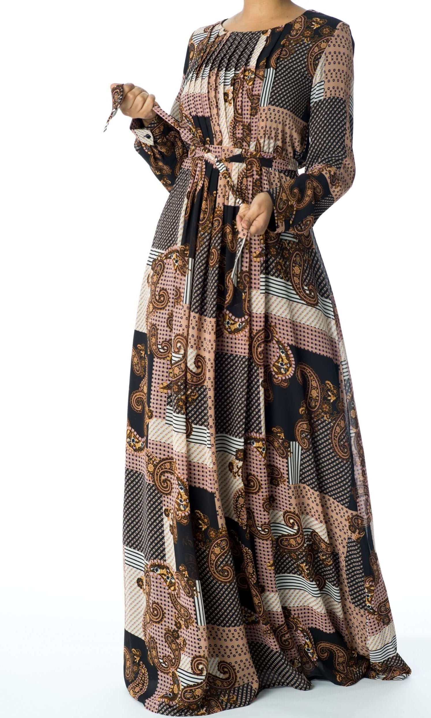 Blush Paisley and dots maxi dress Kabayare
