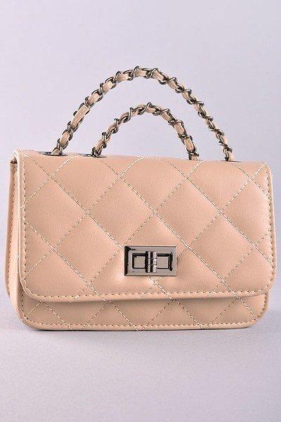Blush Quilted Faux Leather Crossbody Kabayare
