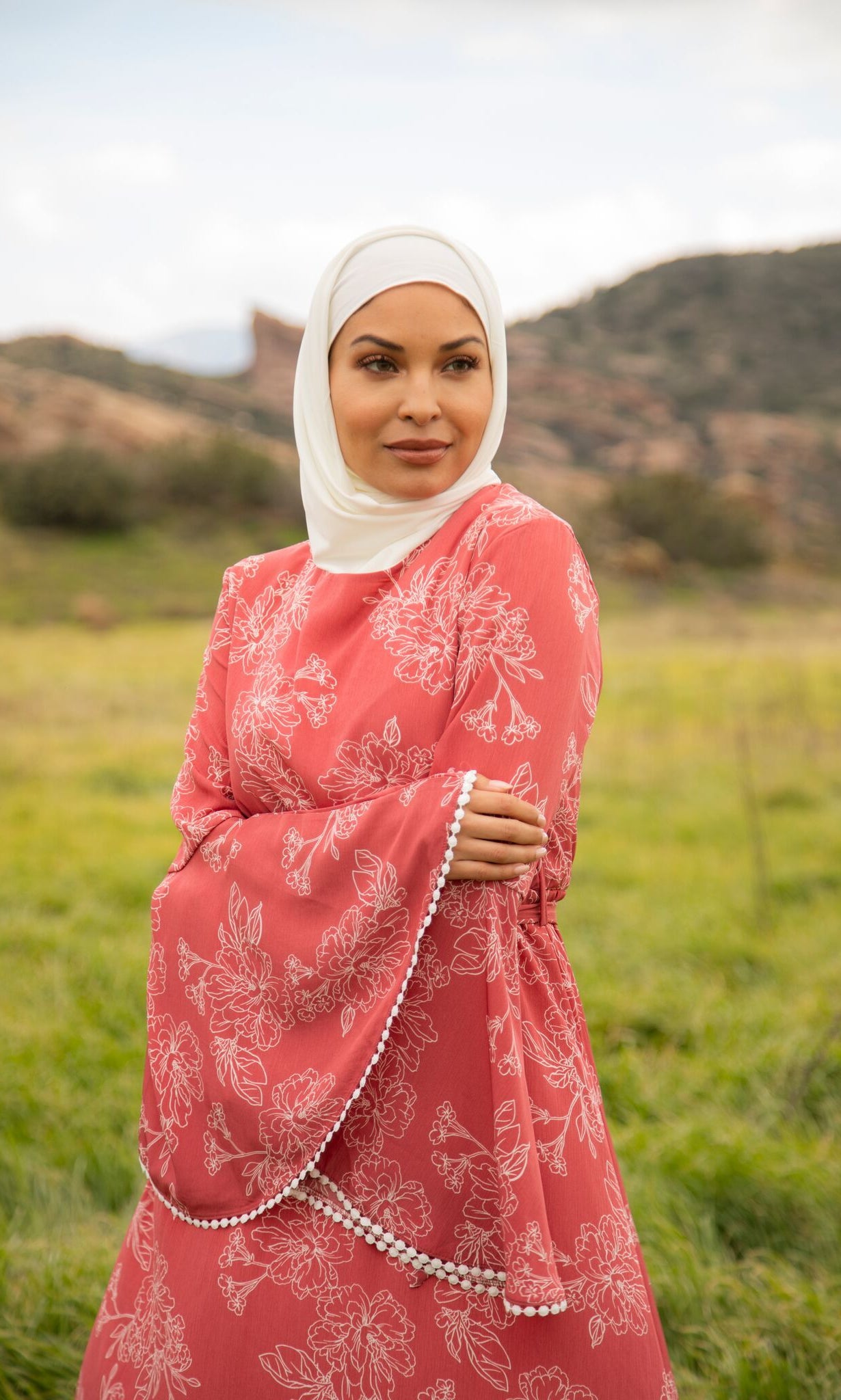 Blushing Salmon BELL SLEEVE MAXI DRESS Kabayare