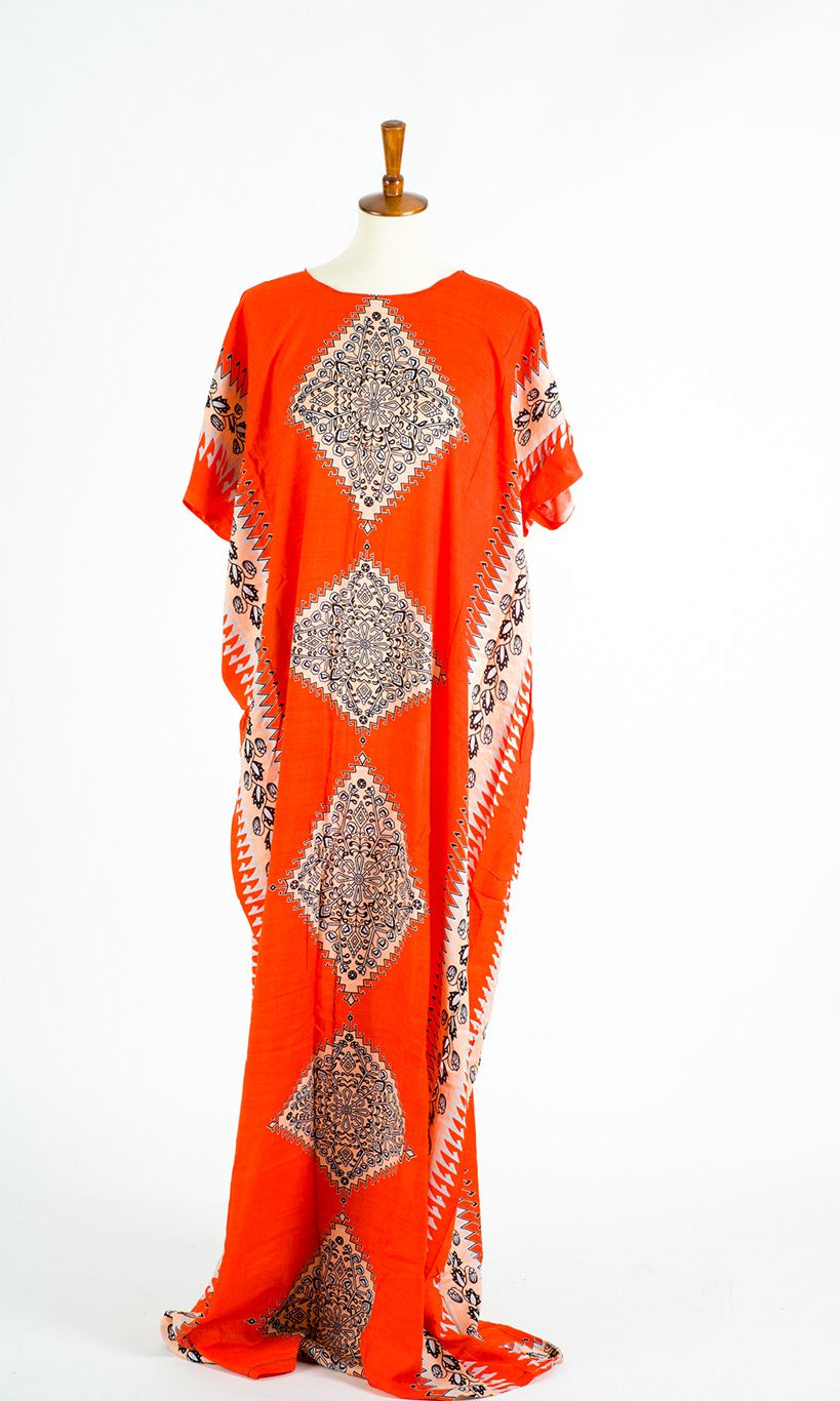 Bright Orange PRINT BATI DRESS Kabayare