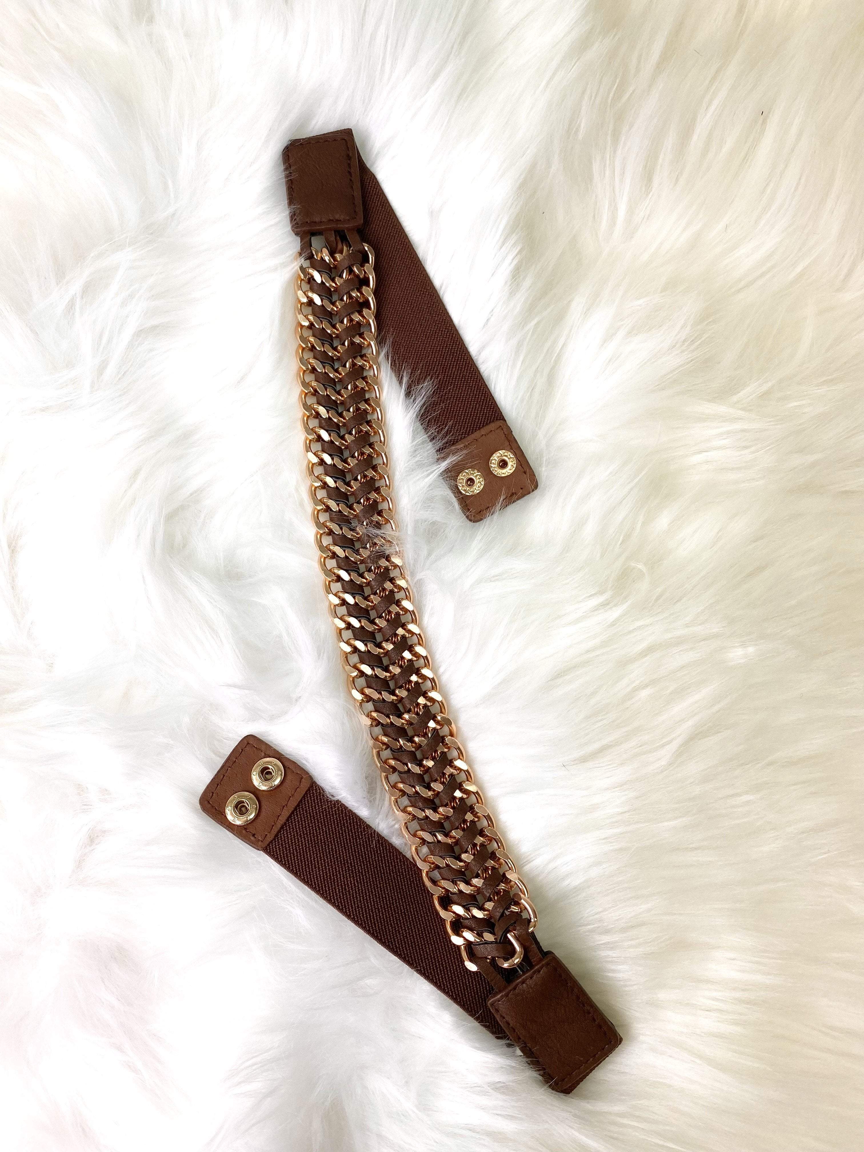 Brown and rose gold Chain belt Kabayare Fashion