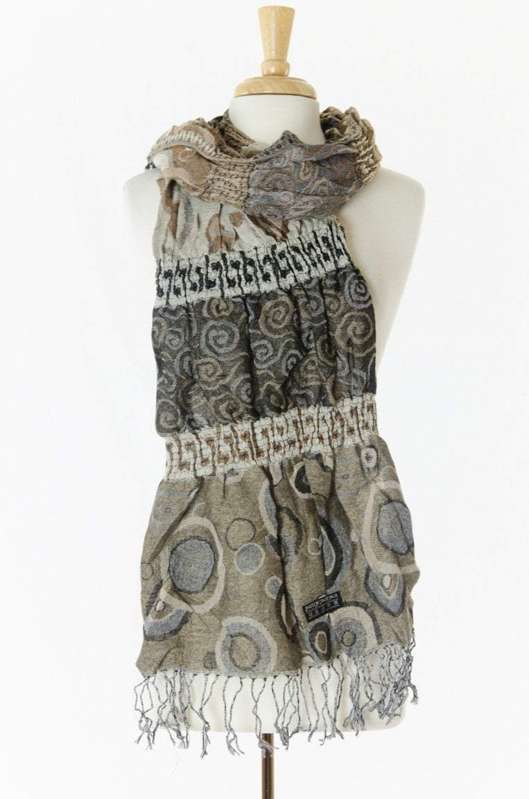 Brown Elastic Pashmina Scarf Kabayare