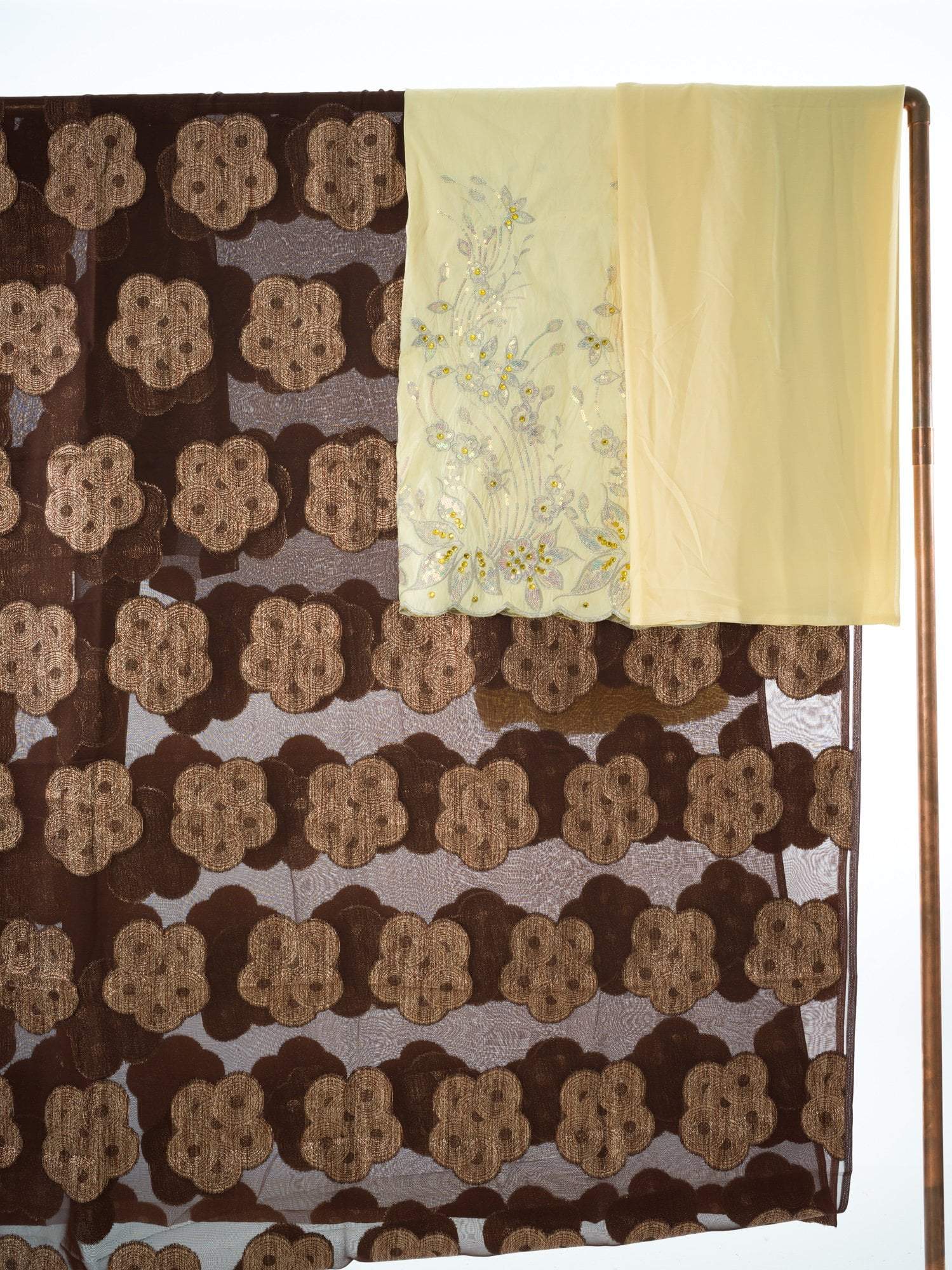Brown Floral buds fransawi inspired Dirac set Kabayare
