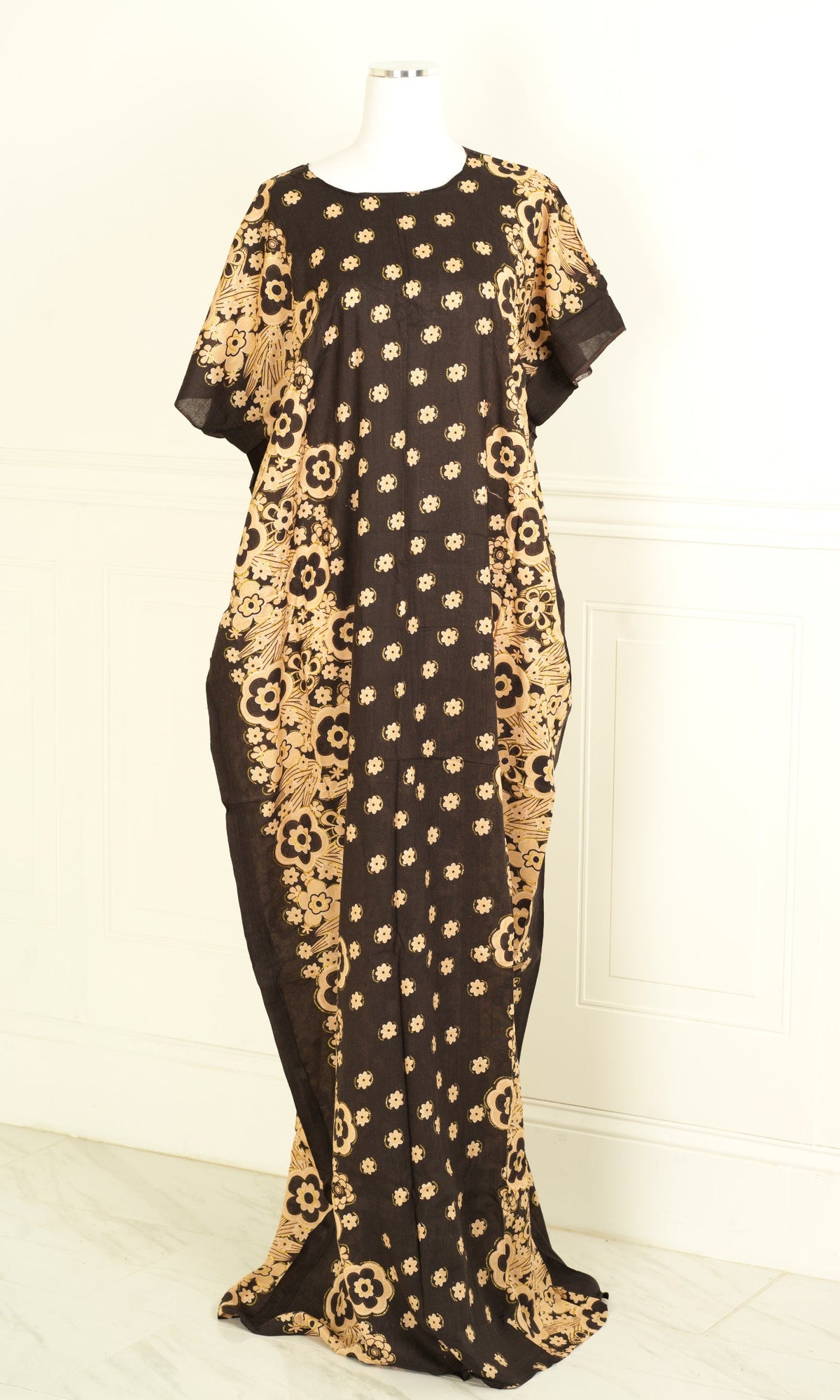 brown glitter floral print bati dress KF