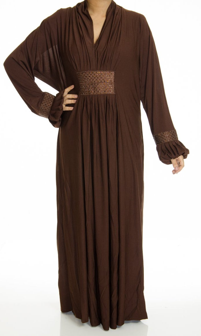 Brown Jersey Abaya Dress Kabayare