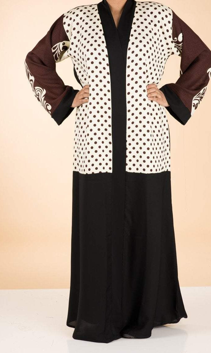 Brown Polka Dot Kimono Abaya Kabayare