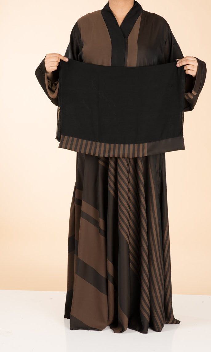 Brown Silk chiffon Abaya Kabayare