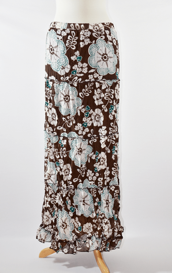 Brown Tiered Hippie Skirt Kabayare