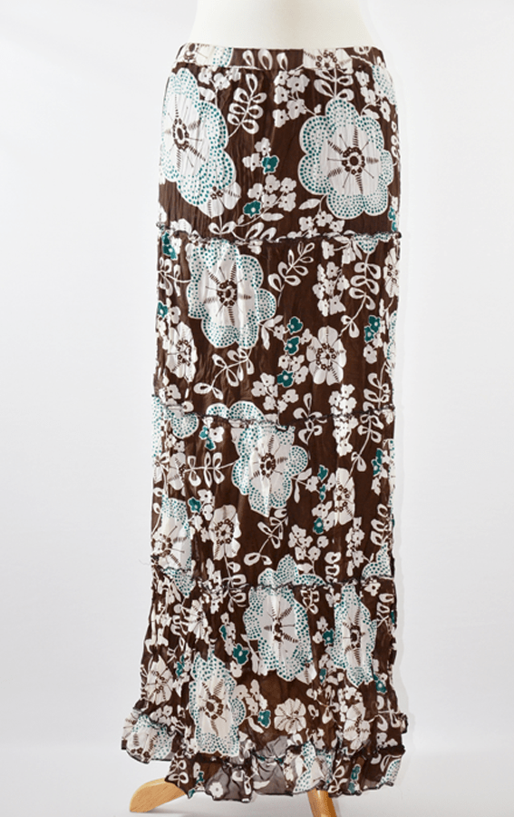 Brown Tiered Hippie Skirt Kabayare