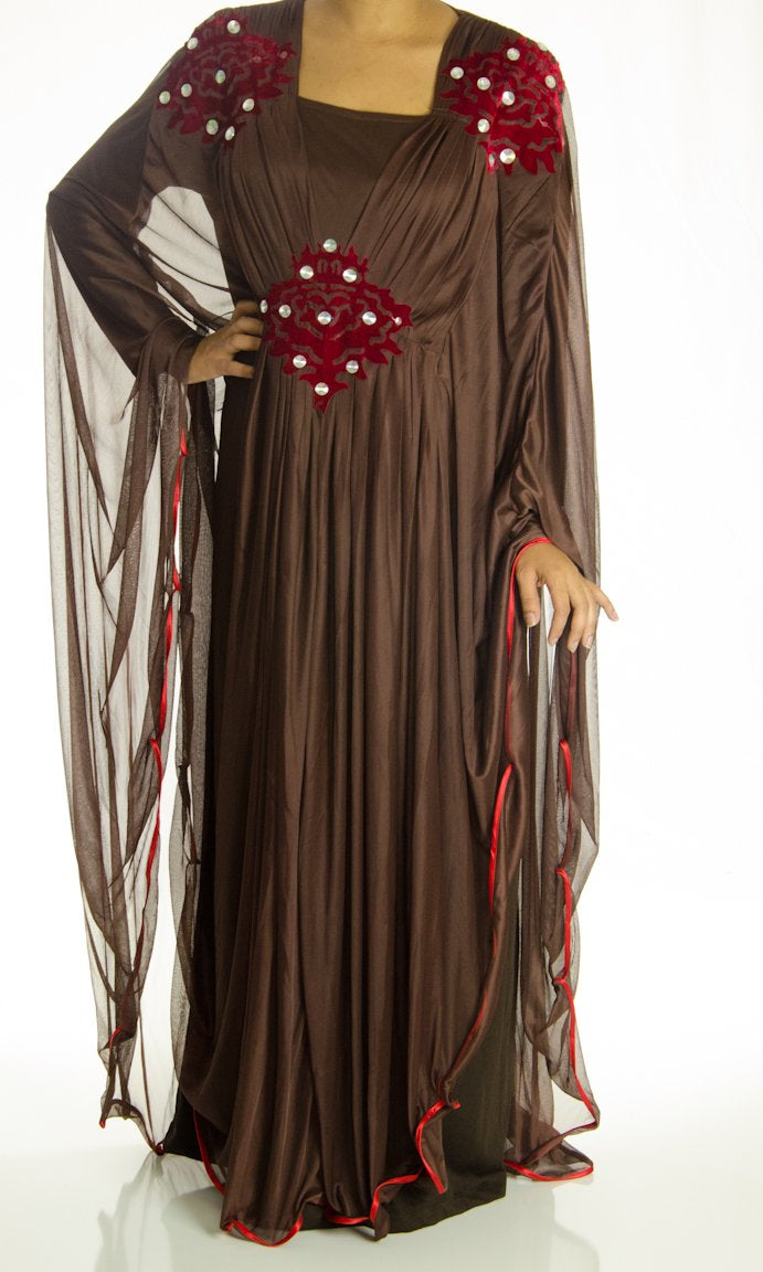 Brown Velvet Prism Kaftan Dress Kabayare