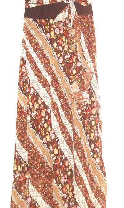 Brown Vintage Floral Print Kabayare