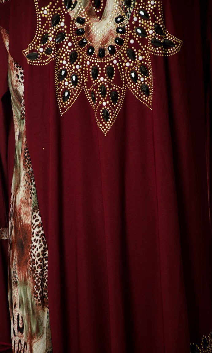 Burgundy Bejeweled dress Kabayare