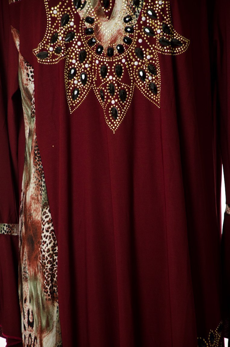 Burgundy Bejeweled dress Kabayare