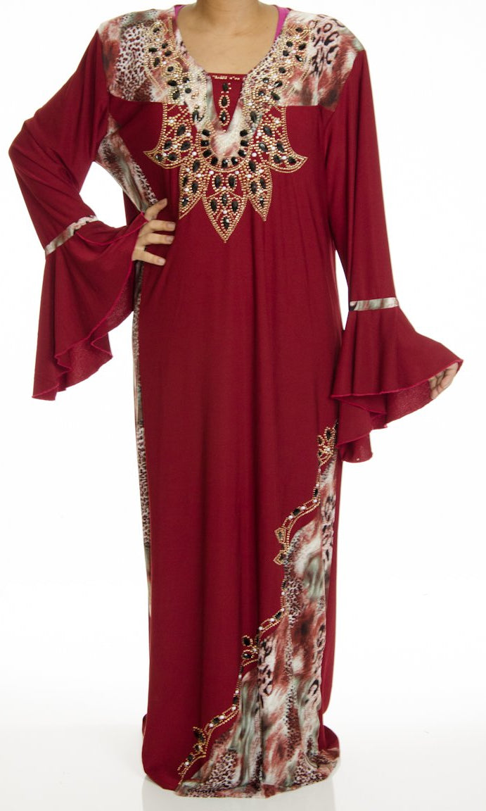 Burgundy Bejeweled dress Kabayare