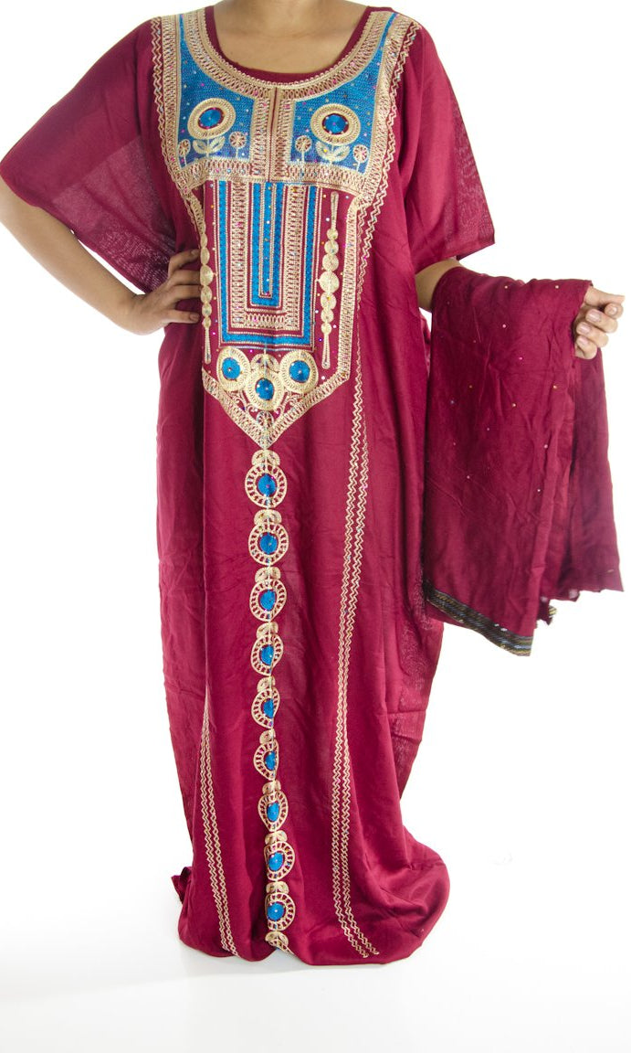 Burgundy embroidery Bati Kabayare