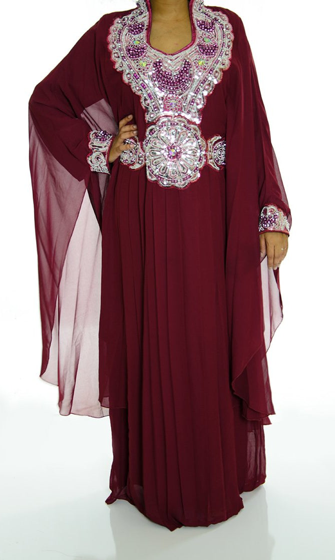 Burgundy Fancy Jilabiya Kabayare