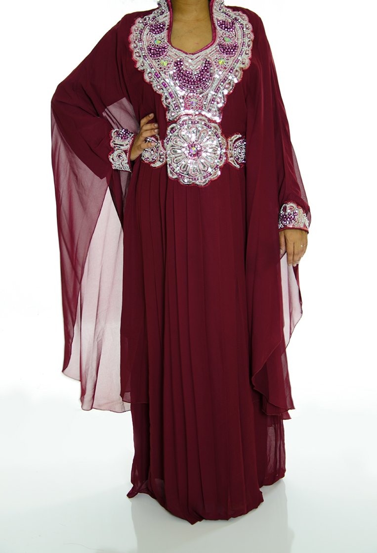 Burgundy Fancy Jilabiya Kabayare