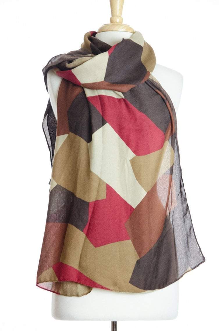 Burgundy Rocky Print Scarf Kabayare