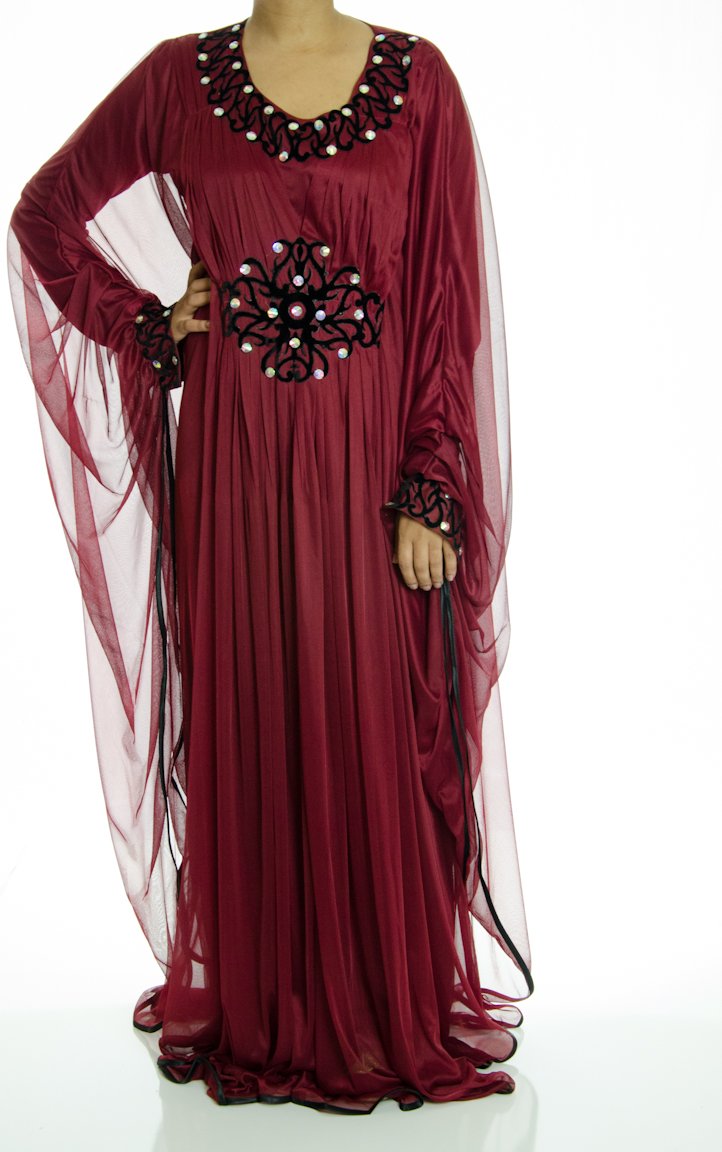 Burgundy Rumble Kaftan Dress Kabayare
