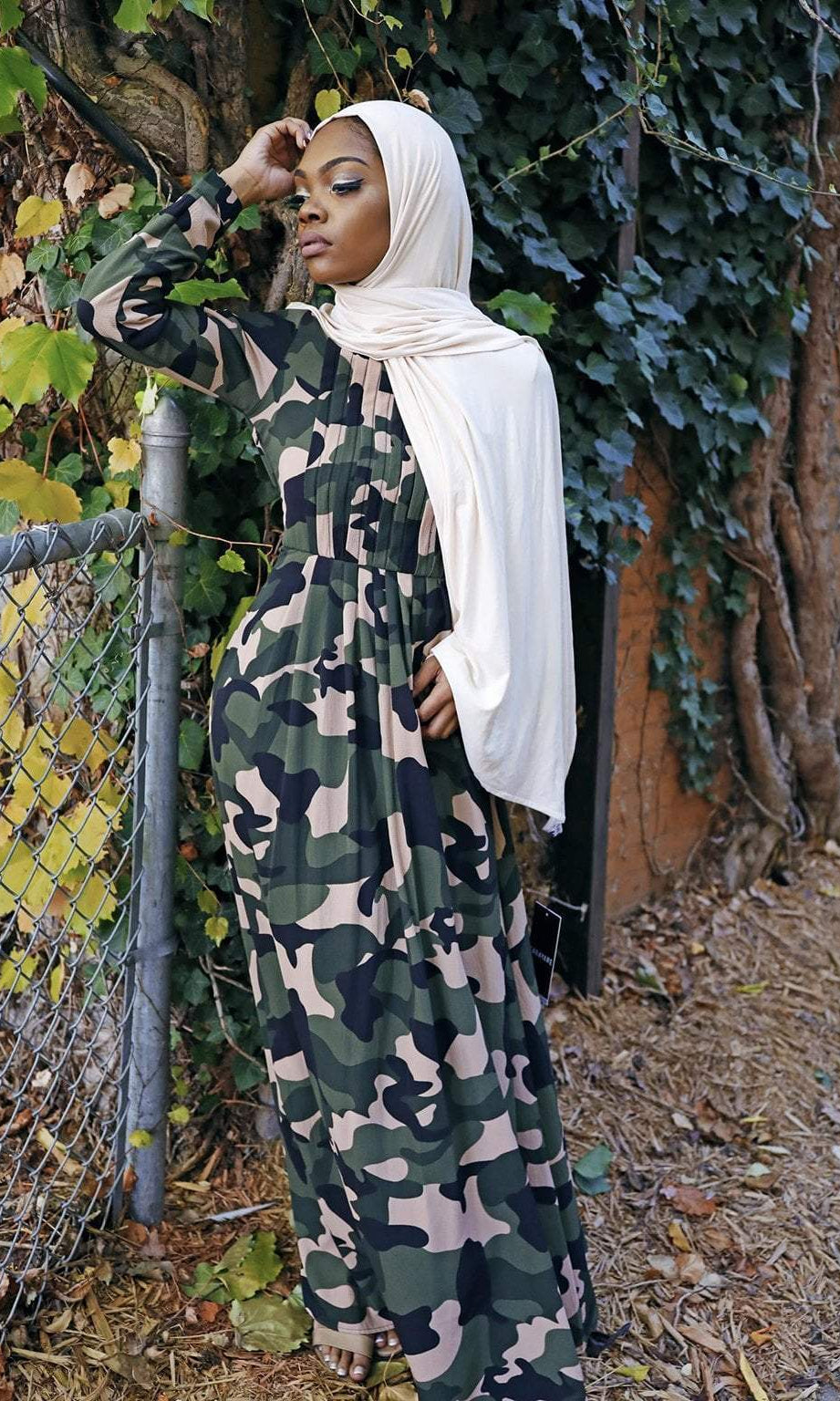 Camouflage long sleeve maxi dress Kabayare