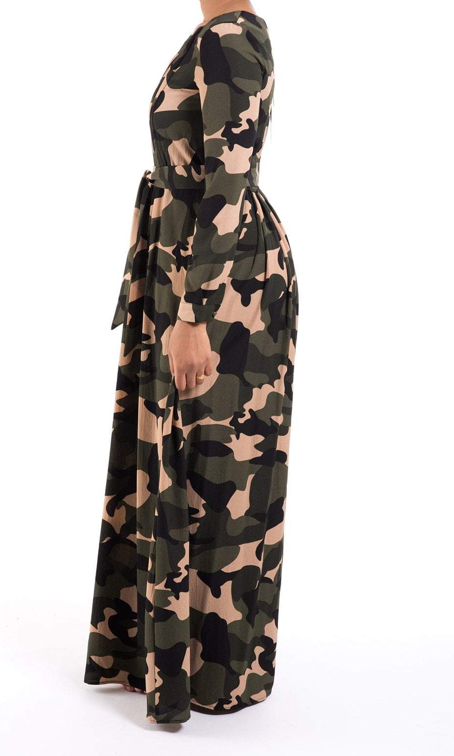 Camouflage long sleeve maxi dress Kabayare