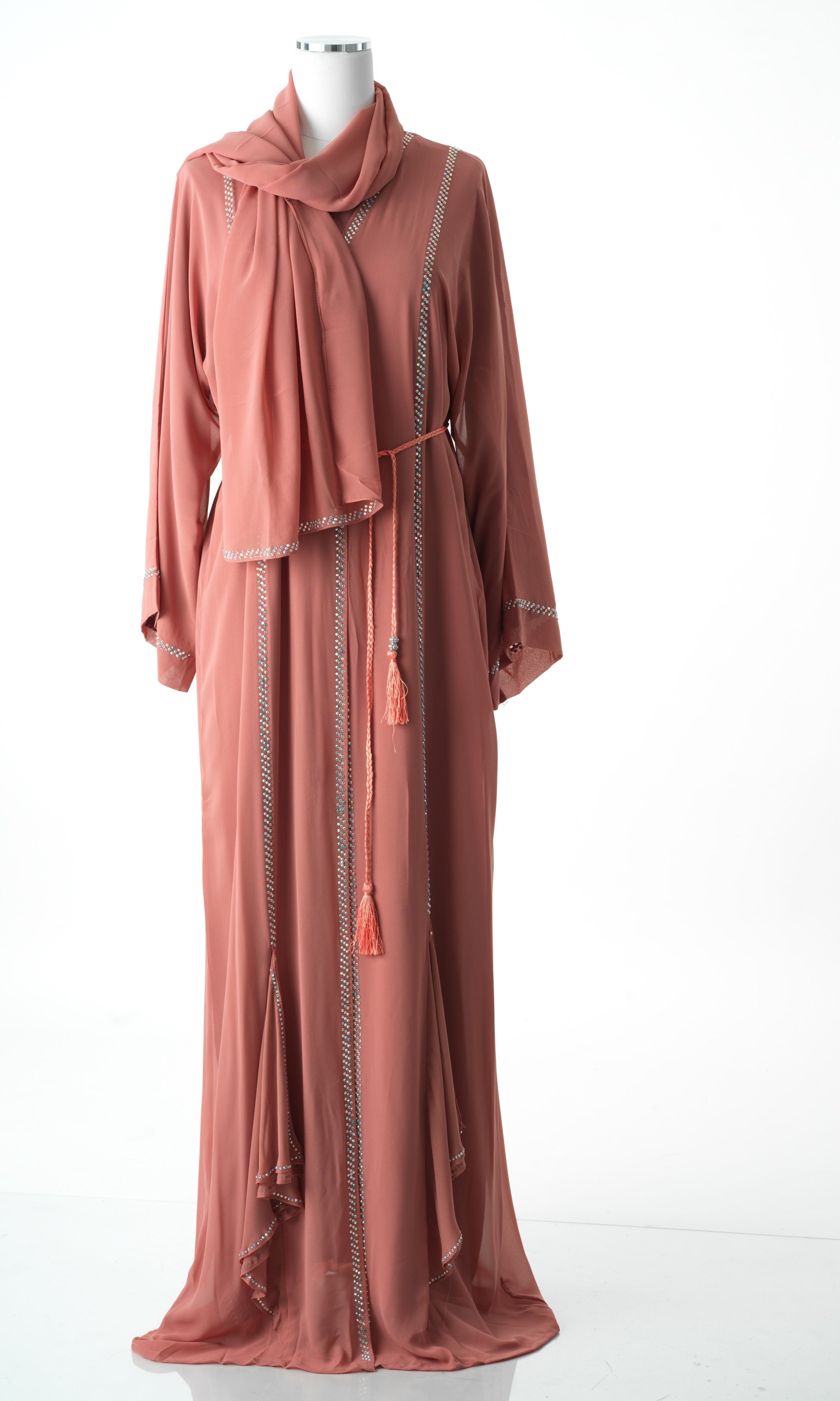 Candy Pink crystal detail abaya Kabayare