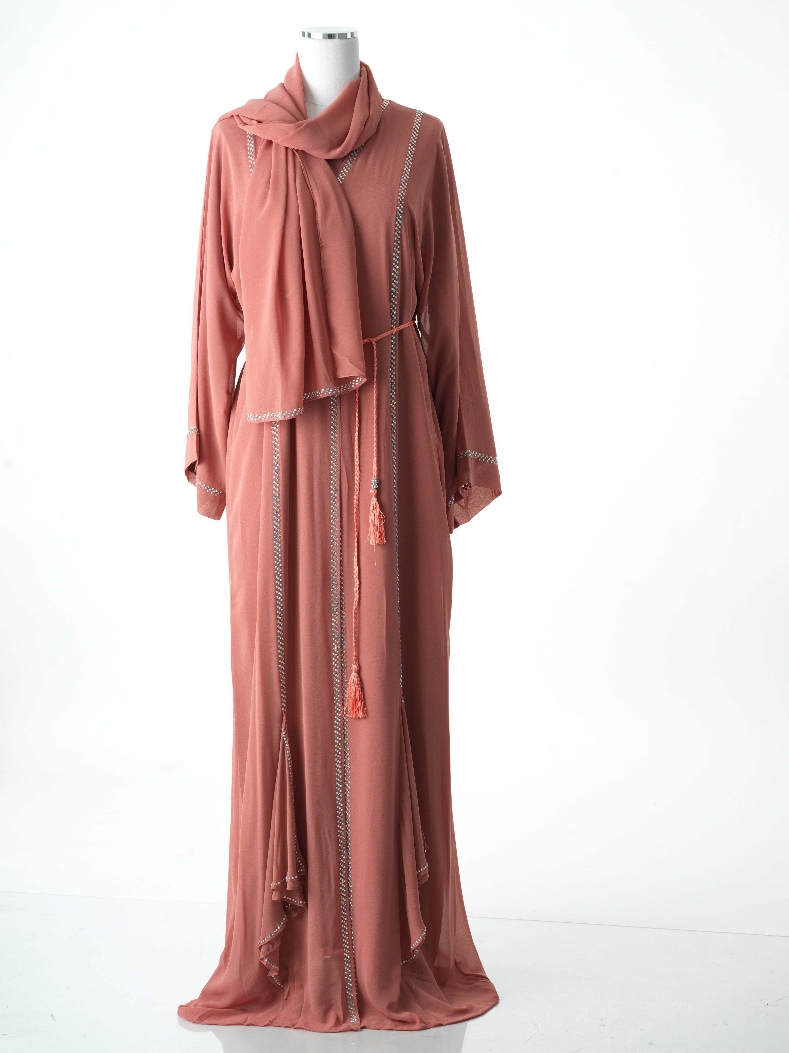 Candy Pink crystal detail abaya Kabayare