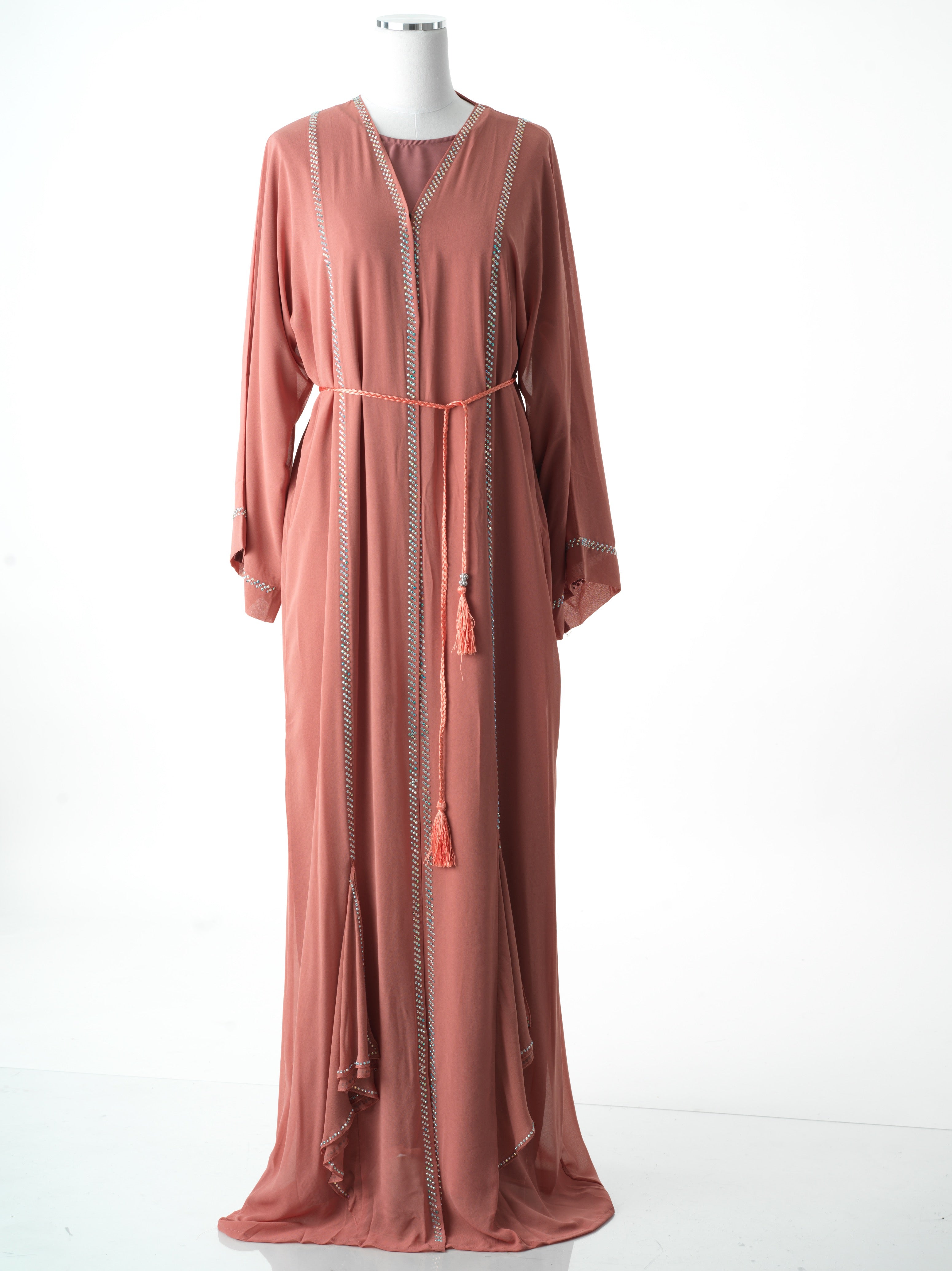 Candy Pink crystal detail abaya Kabayare