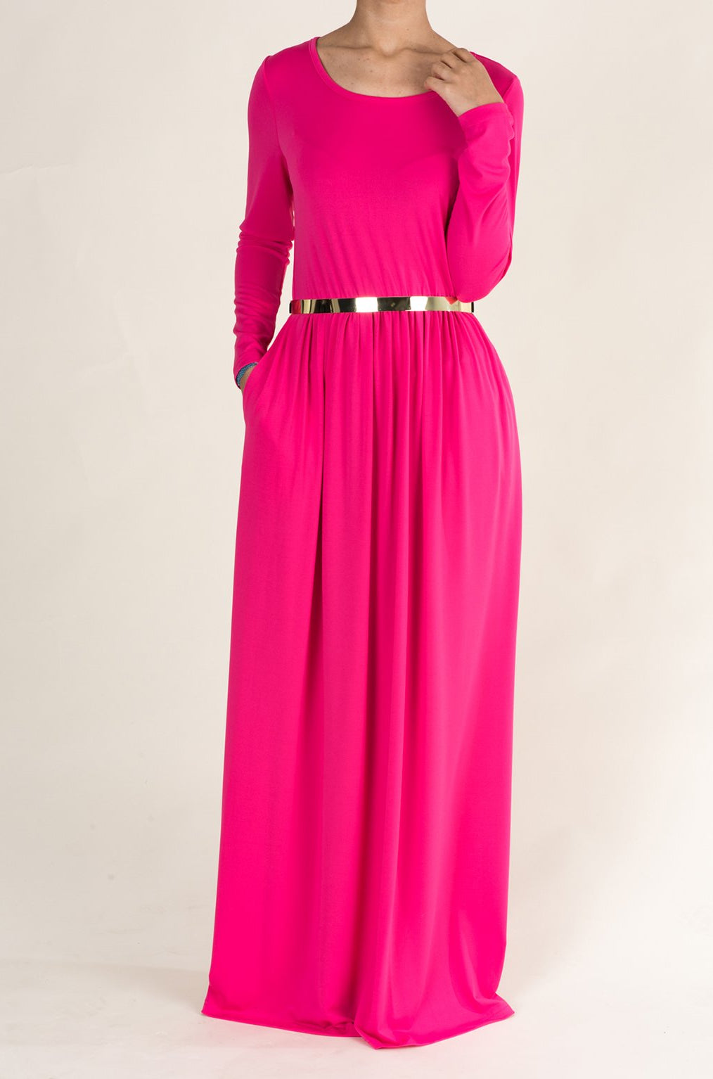 Candy Pink Milk Silk Maxi Dress (SOFT) Kabayare
