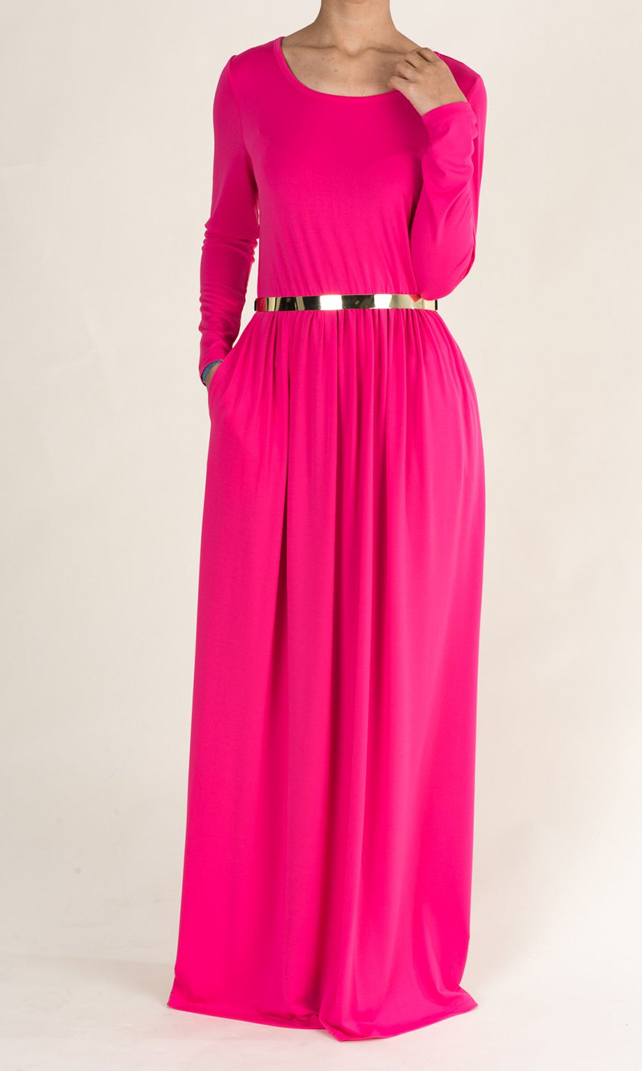 Candy Pink Milk Silk Maxi Dress (SOFT) Kabayare