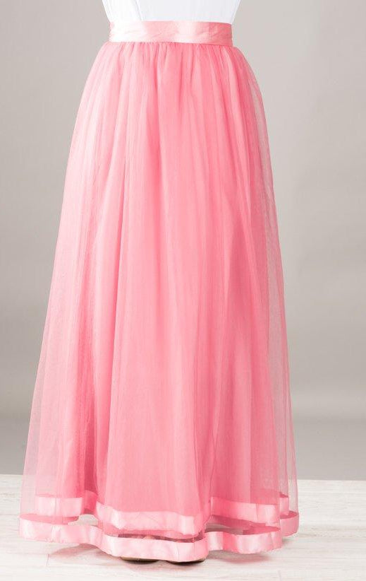 Candy Pink Tulle Maxi Skirt Kabayare