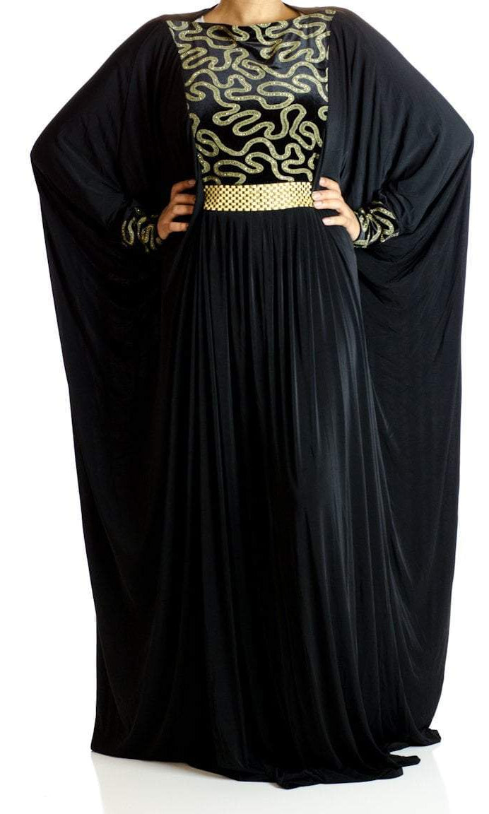 Chain Print Butterfly Jersey Abaya Kabayare
