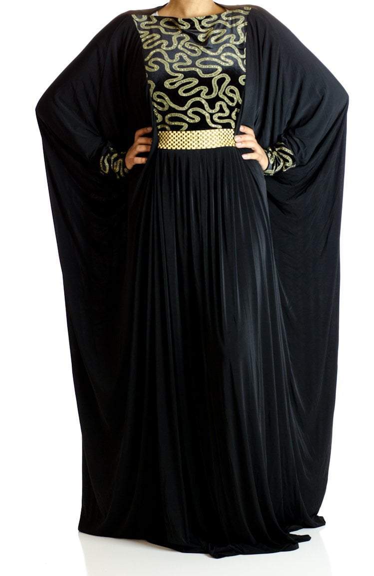 Chain Print Butterfly Jersey Abaya Kabayare