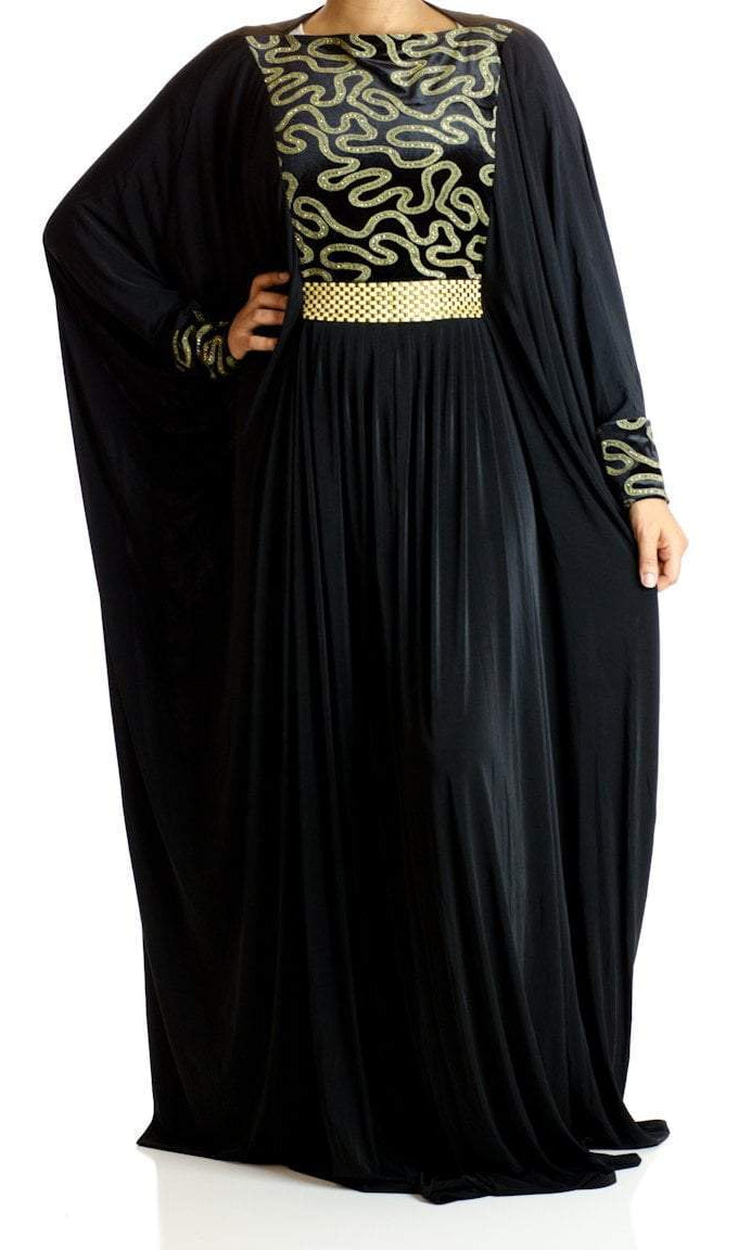 Chained Print Butterfly Jersey Abaya Kabayare