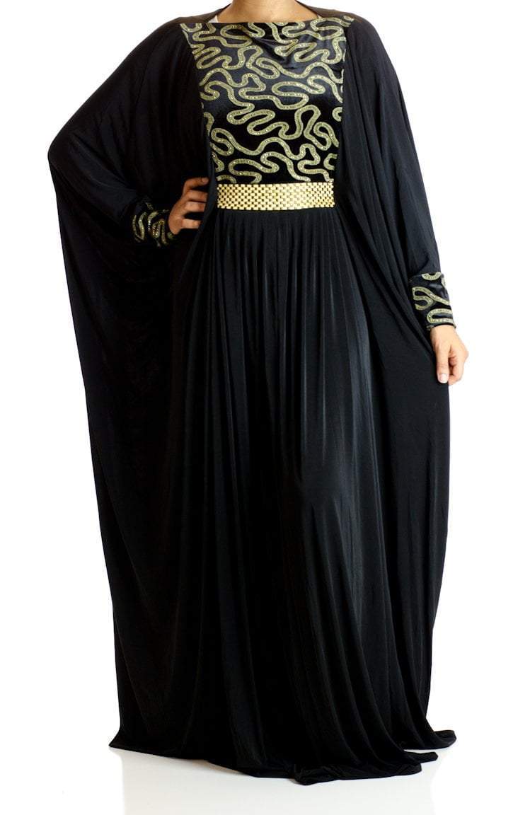Chained Print Butterfly Jersey Abaya Kabayare