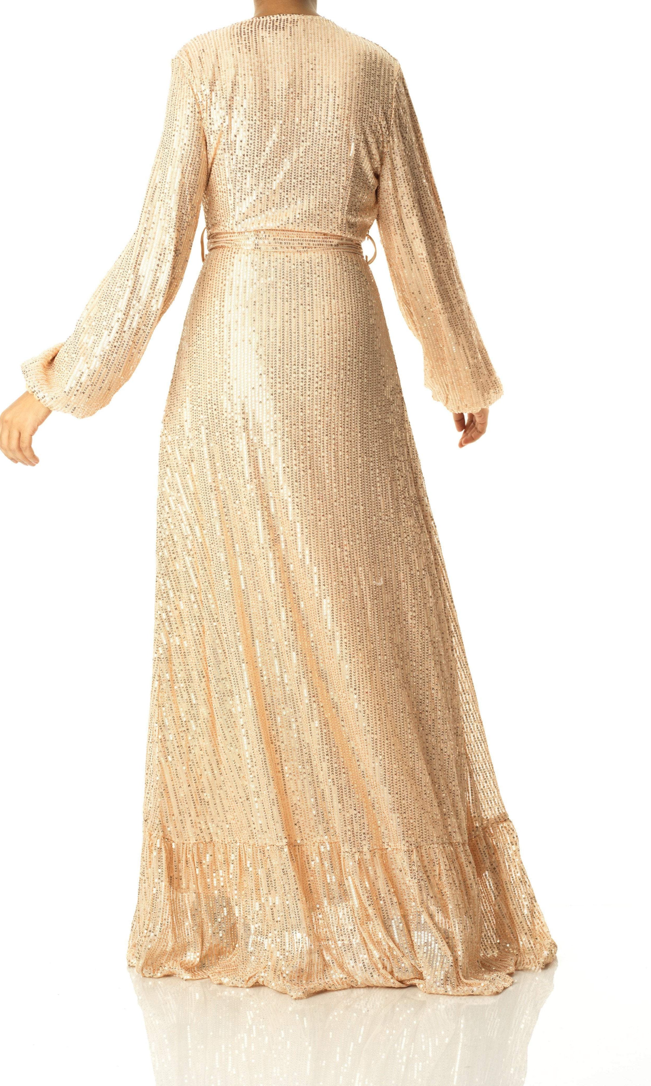 Champagne Bella sequin wrapped maxi dress Kabayare