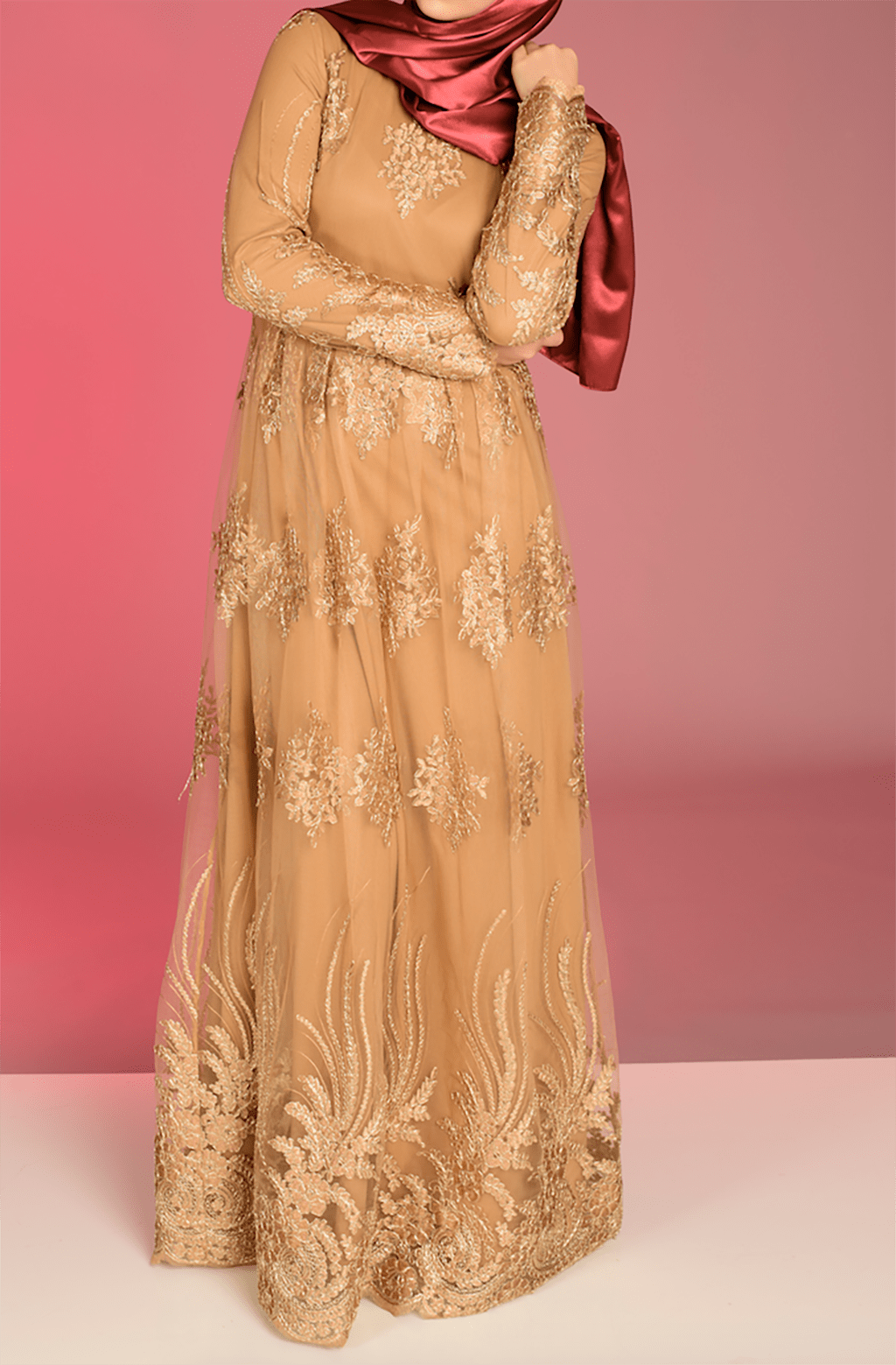 Champagne Embroidered Princess Gown Kabayare