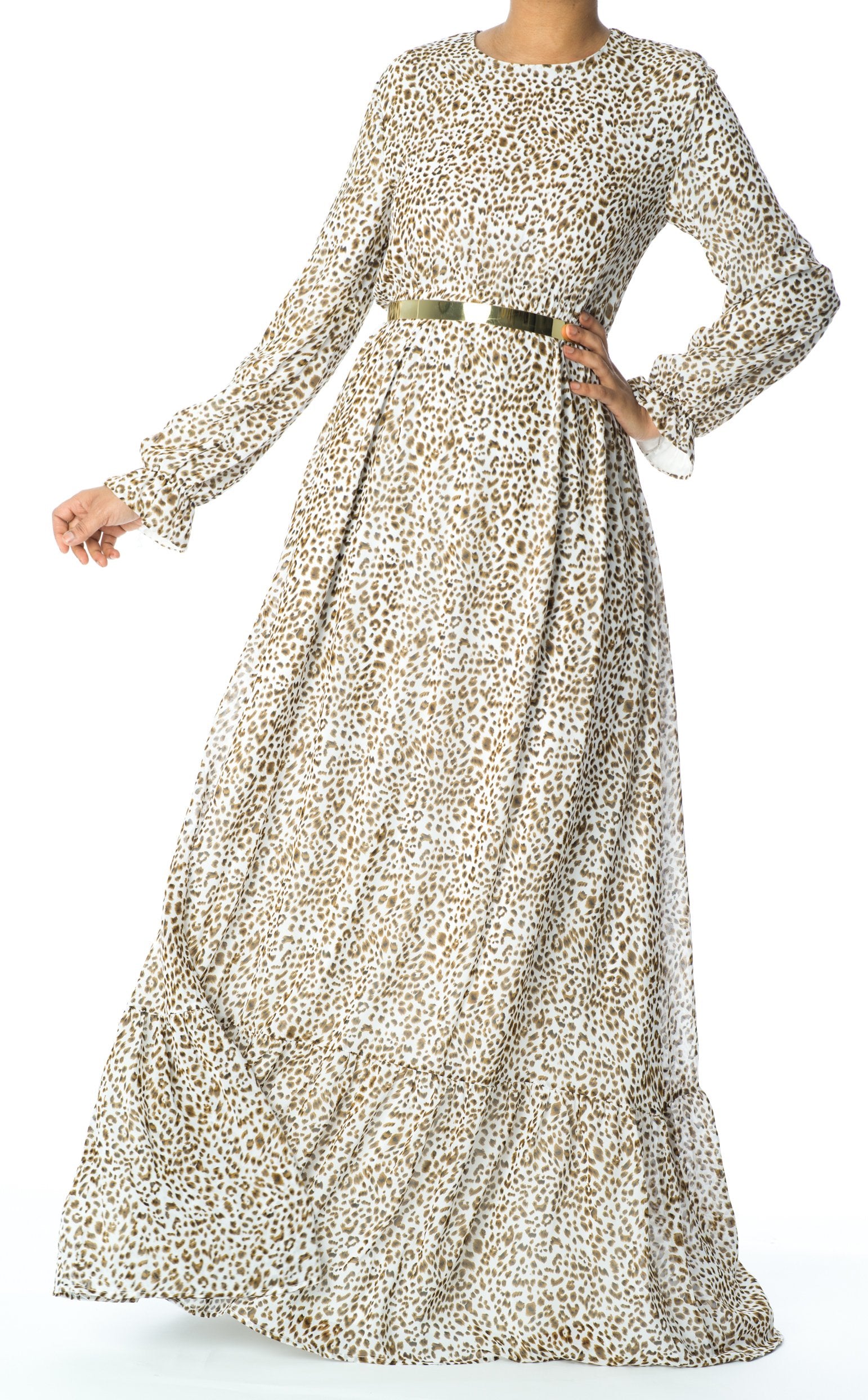 Cheetah print chiffon maxi dress Kabayare