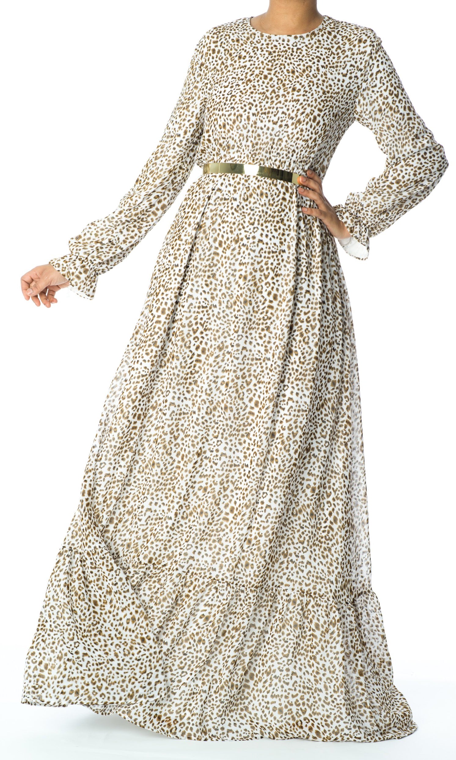 Cheetah print chiffon maxi dress Kabayare