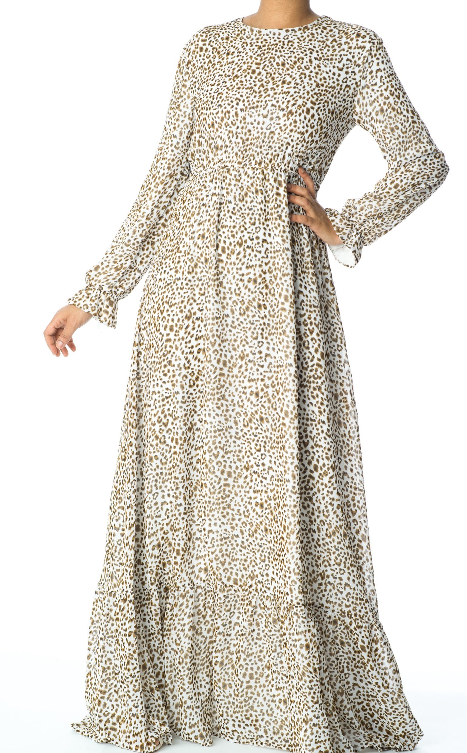 Cheetah print chiffon maxi dress Kabayare