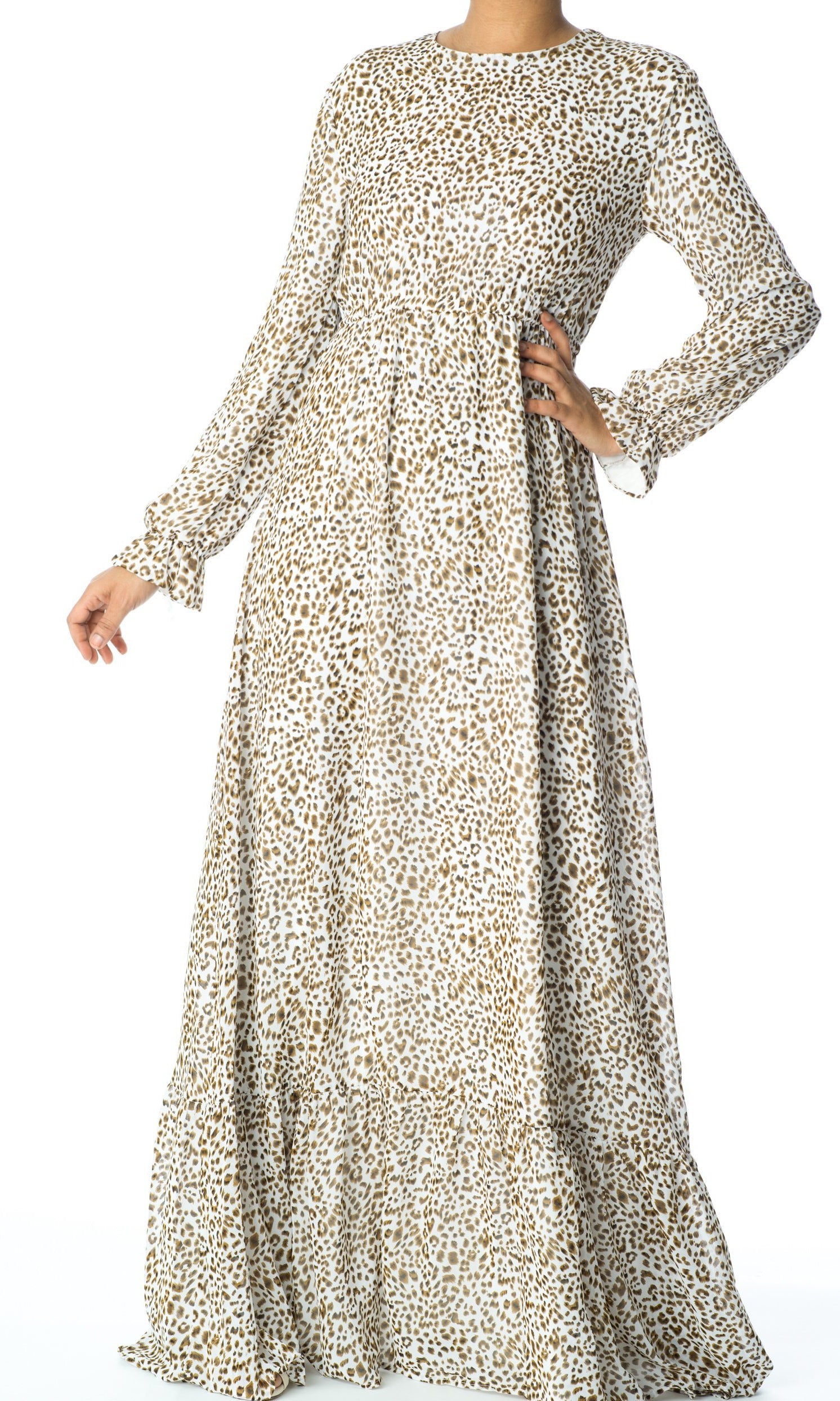 Cheetah print chiffon maxi dress Kabayare