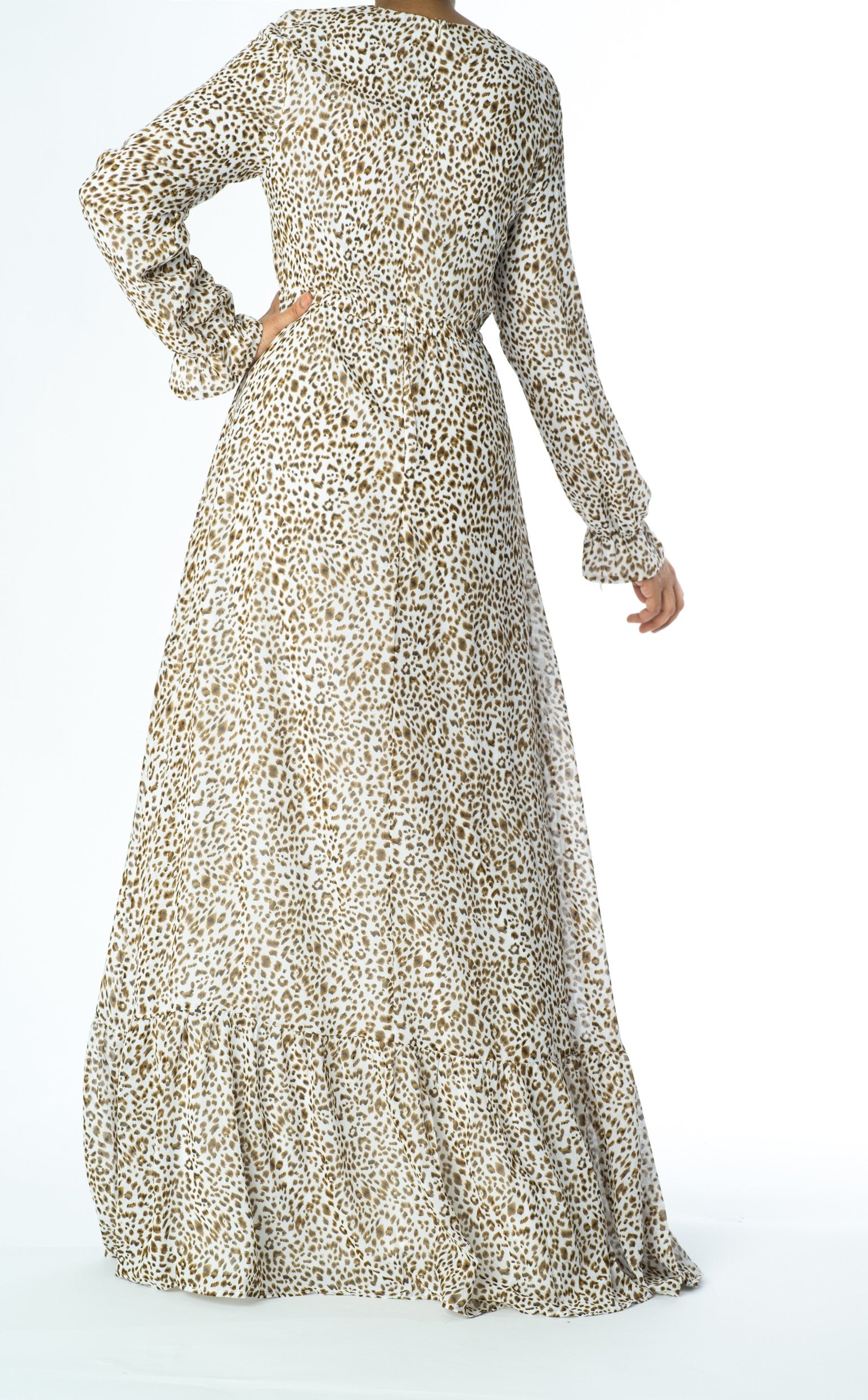 Cheetah print chiffon maxi dress Kabayare