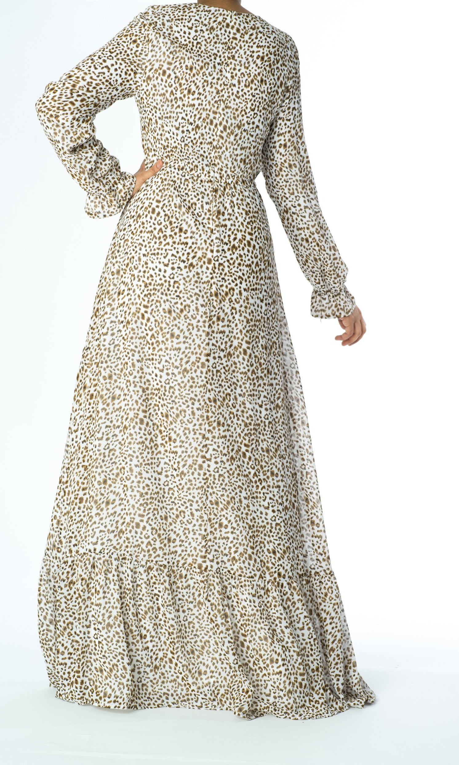 Cheetah print chiffon maxi dress Kabayare