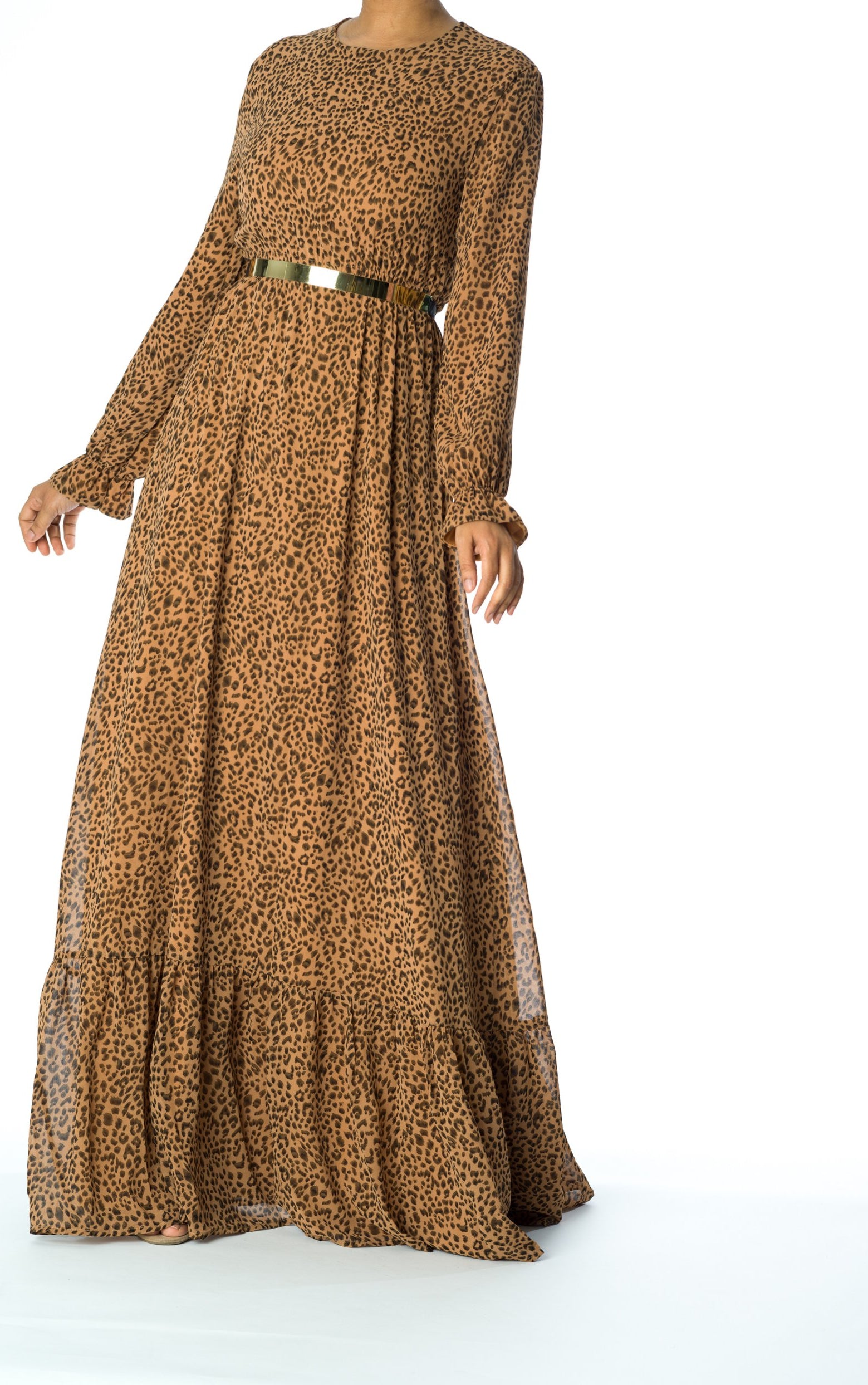 Cheetah print chiffon maxi dress Kabayare