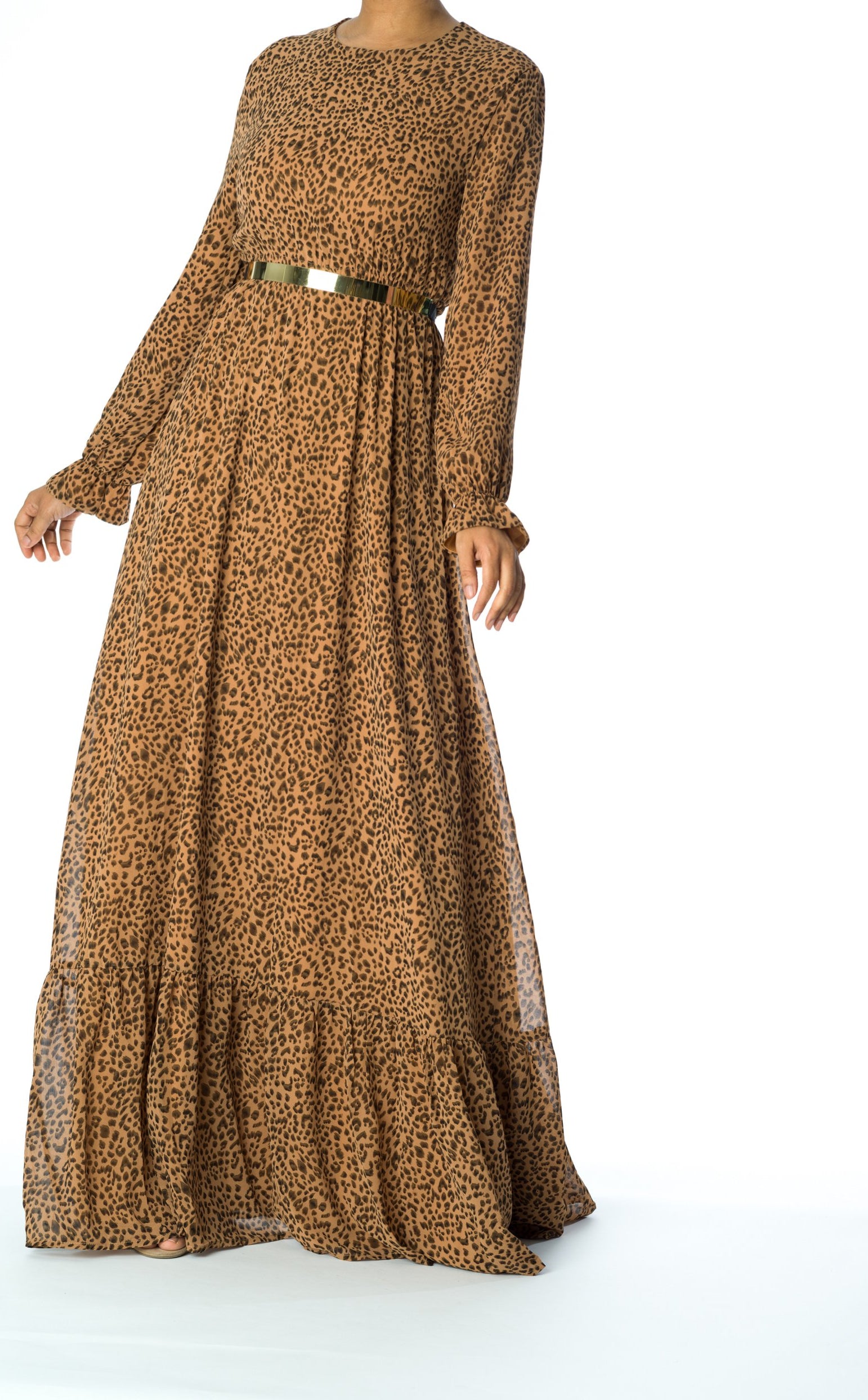 Cheetah print chiffon maxi dress Kabayare