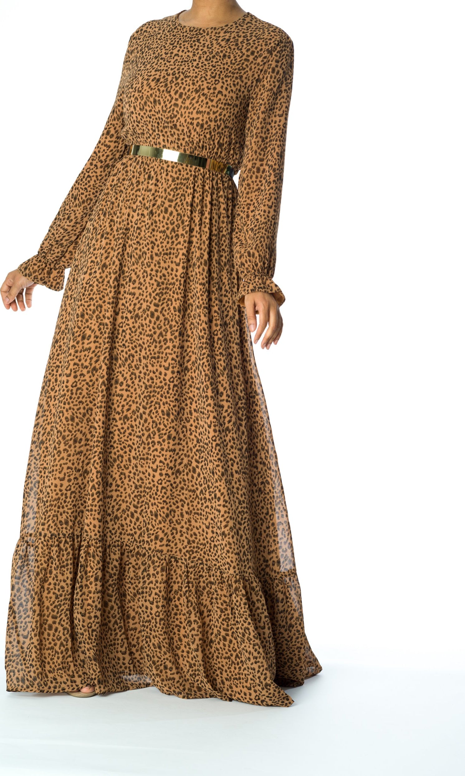 Cheetah print chiffon maxi dress Kabayare