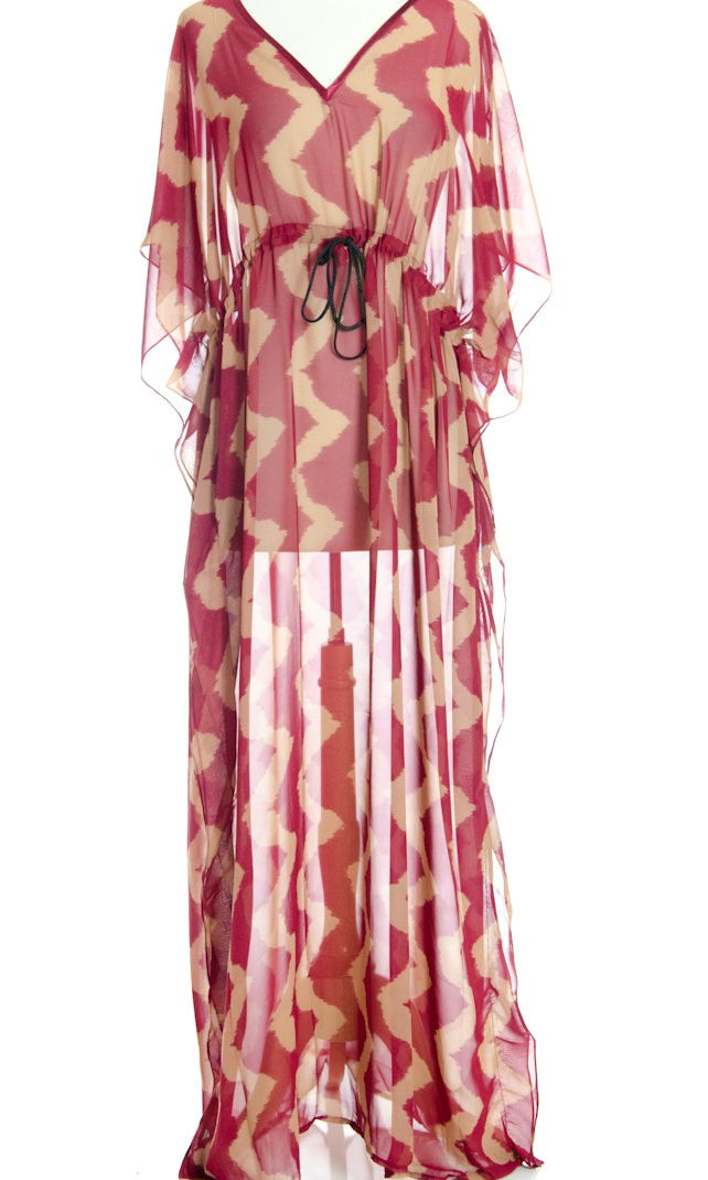 chevron print Kimono Maxi Dress Kabayare
