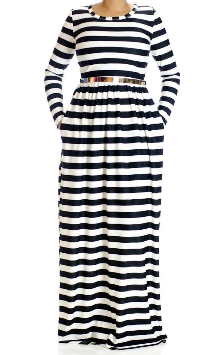 Chic Stripes Maxi Dress Kabayare